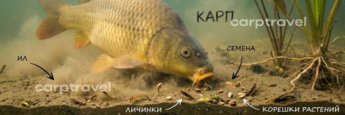Поведение карпа на кормовом пятне