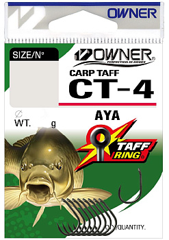 Крючки с колечком Owner Carp Taff Aya Size 8 Тефлон 